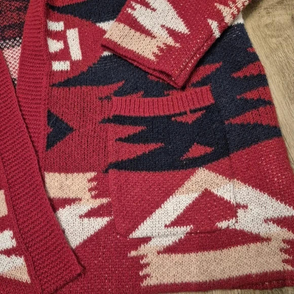 Women's Red Southwestern Cabincore Knit Cardigan Size 3XL - Picture 3 of 4